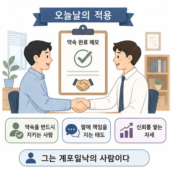 계포일낙을 약속과 신뢰, 책임 있는 태도에 사용하는 예시 이미지