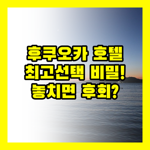 2024년 후쿠오카 호텔 3곳 중 최..