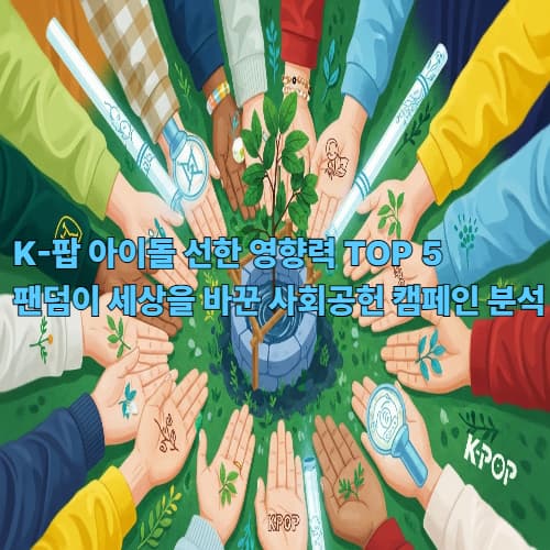 K-팝 아이돌 선한 영향력 TOP 5: 팬덤이 세상을 바꾼 사회공헌 캠페인 분석