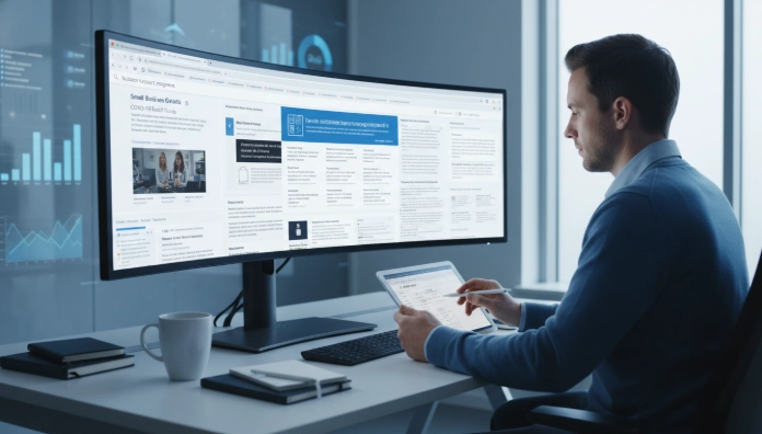 기업 지원 사업 정보를 부지런히 탐색하고 모니터링하는 사람의 모습