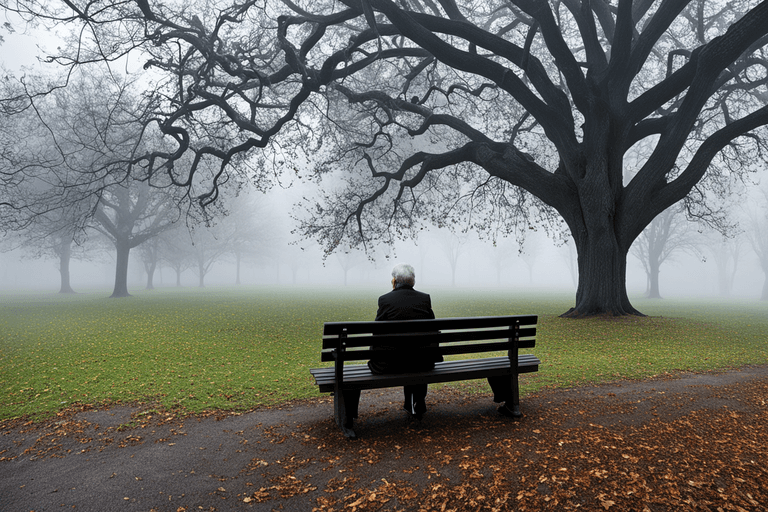 알츠하이머 질환으로 기억상실의 여정을 상징적으로 나타낸 이미지