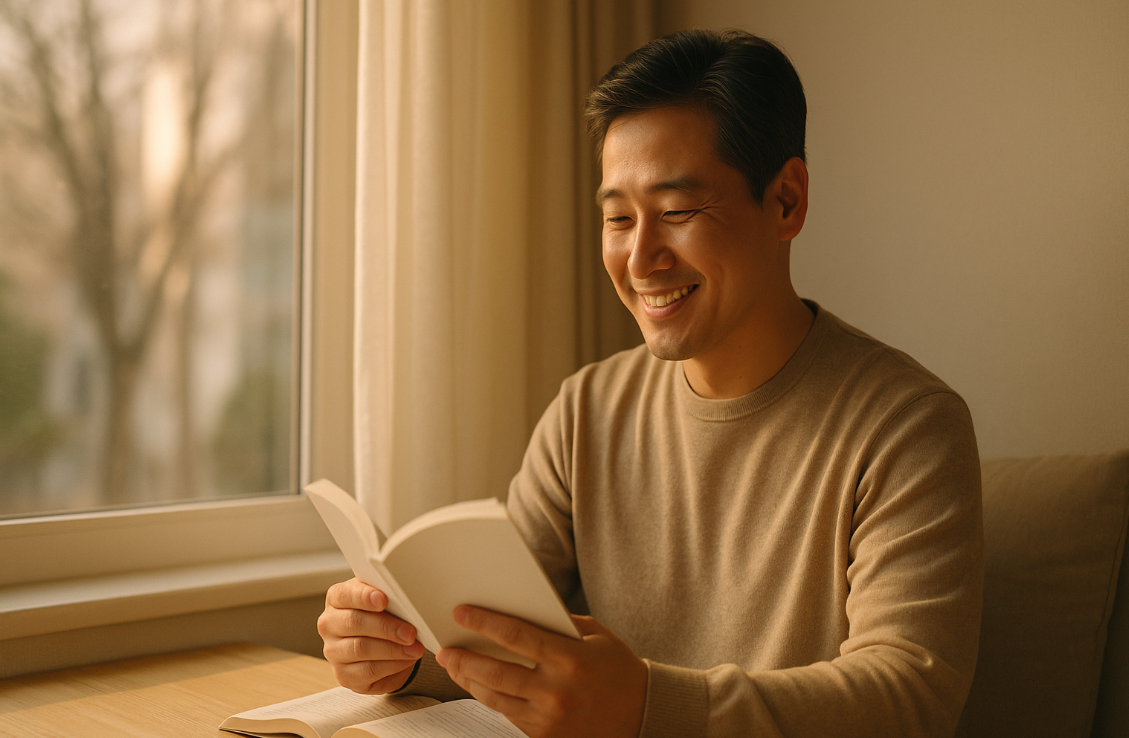 아침 출근전 10 독서를 하는 직장인