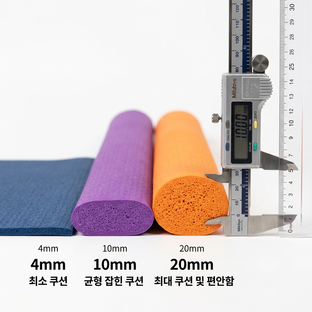 요가매트 고르는법 두께 비교 4mm 10mm 20mm
