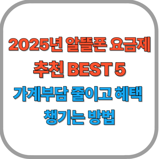 2025년 알뜰폰 요금제 추천 BEST 5
