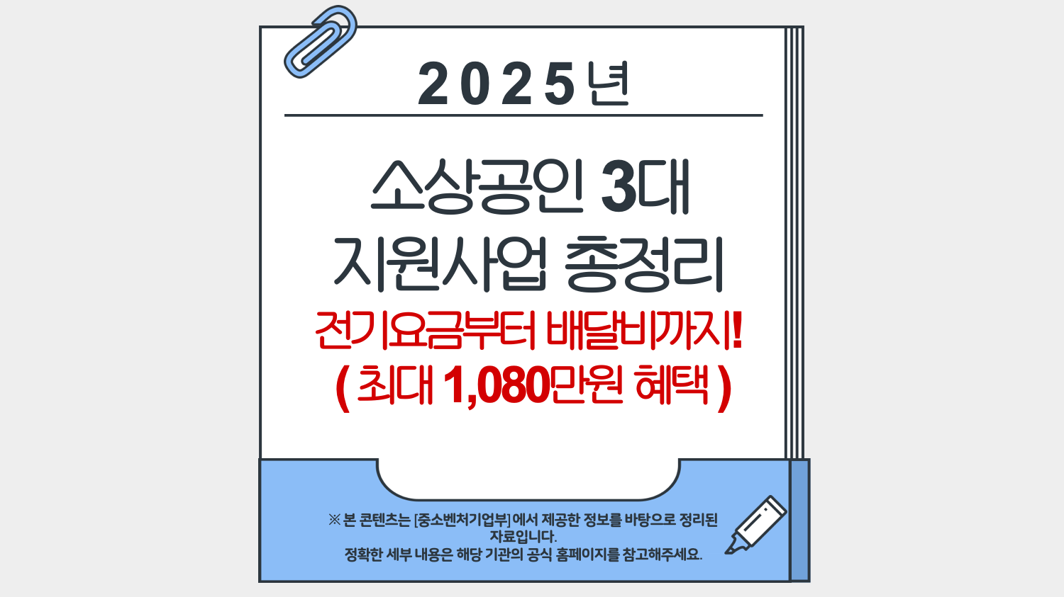 소상공인 3대 지원사업 총정리(최대 1,080만원 혜택)