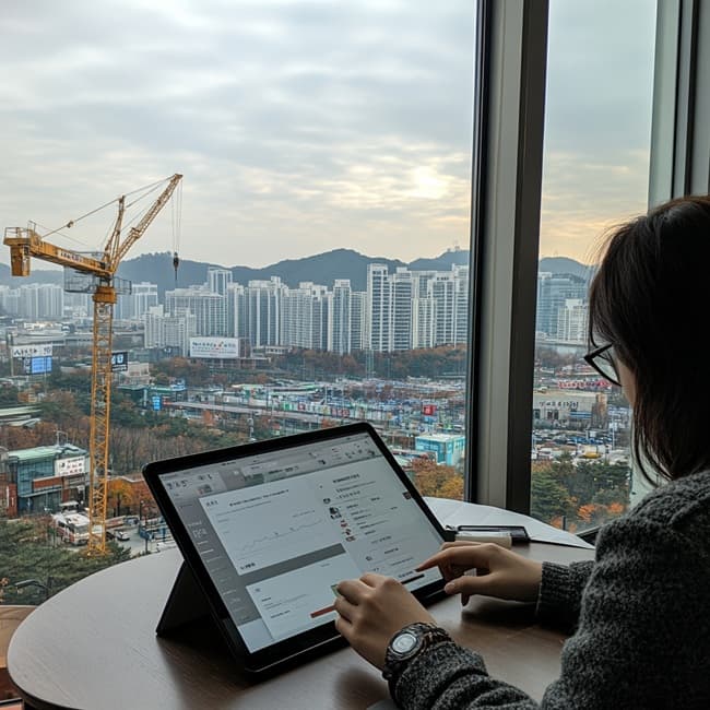 서울 상권 중심가의 1층 상가와 유동인구 풍경 이미지