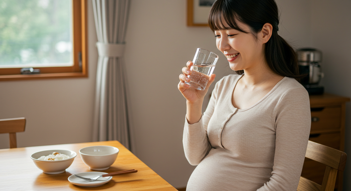 임산부가 시원하게 웃는 장면