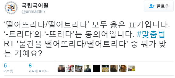 떨어뜨리다 떨어트리다 뜻 차이 올바른 맞춤법 복수 표준어 활용 예문 총정리
