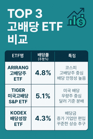 TOP3 고배당 ETF 비교 요약표