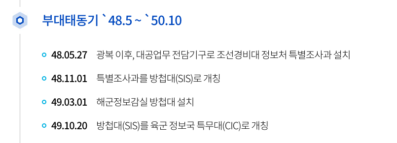 방첩사령부 의 시작 ( 부대 태동기 1948년5월 ~ 1950년10월) 2