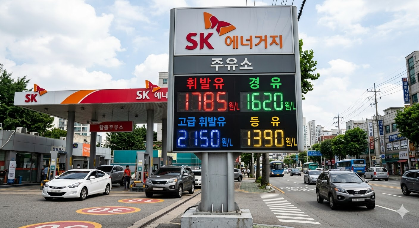 석유 최고가격제 시행 이후 1700원대 진입한 착한 주유소 가격표 현장 사진