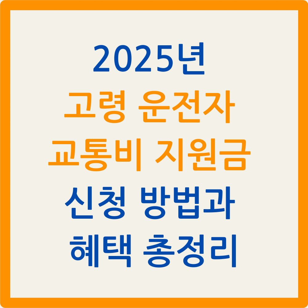 2025년 고령 운전자 교통비 지원금 신청 방법과 혜택 총정리