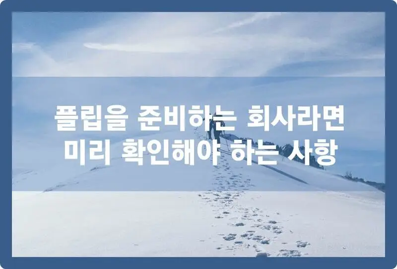 플립을 준비하는 회사라면 미리 확인해야 하는 사항