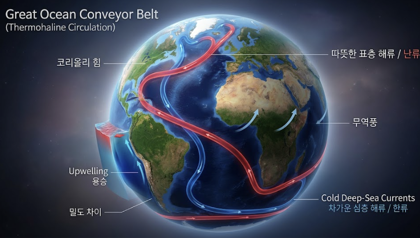 바다의 거대한 컨베이어 벨트, 해류 순환과 난류&middot;한류가 빚어낸 기후의 조화