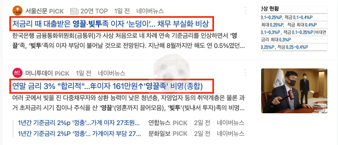 영끌 빚투족 관련 뉴스