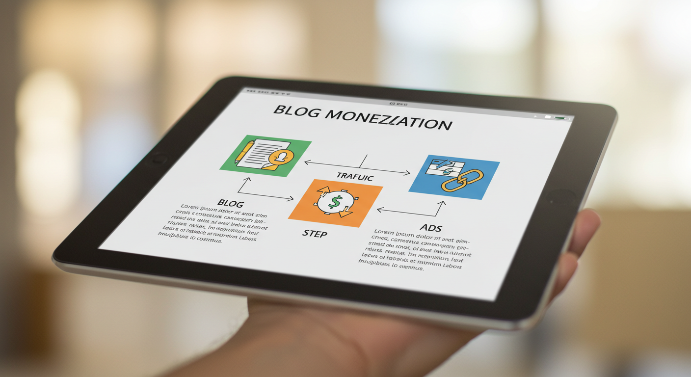 블로그 수익화 절차를 단계별로 설명하는 이미지