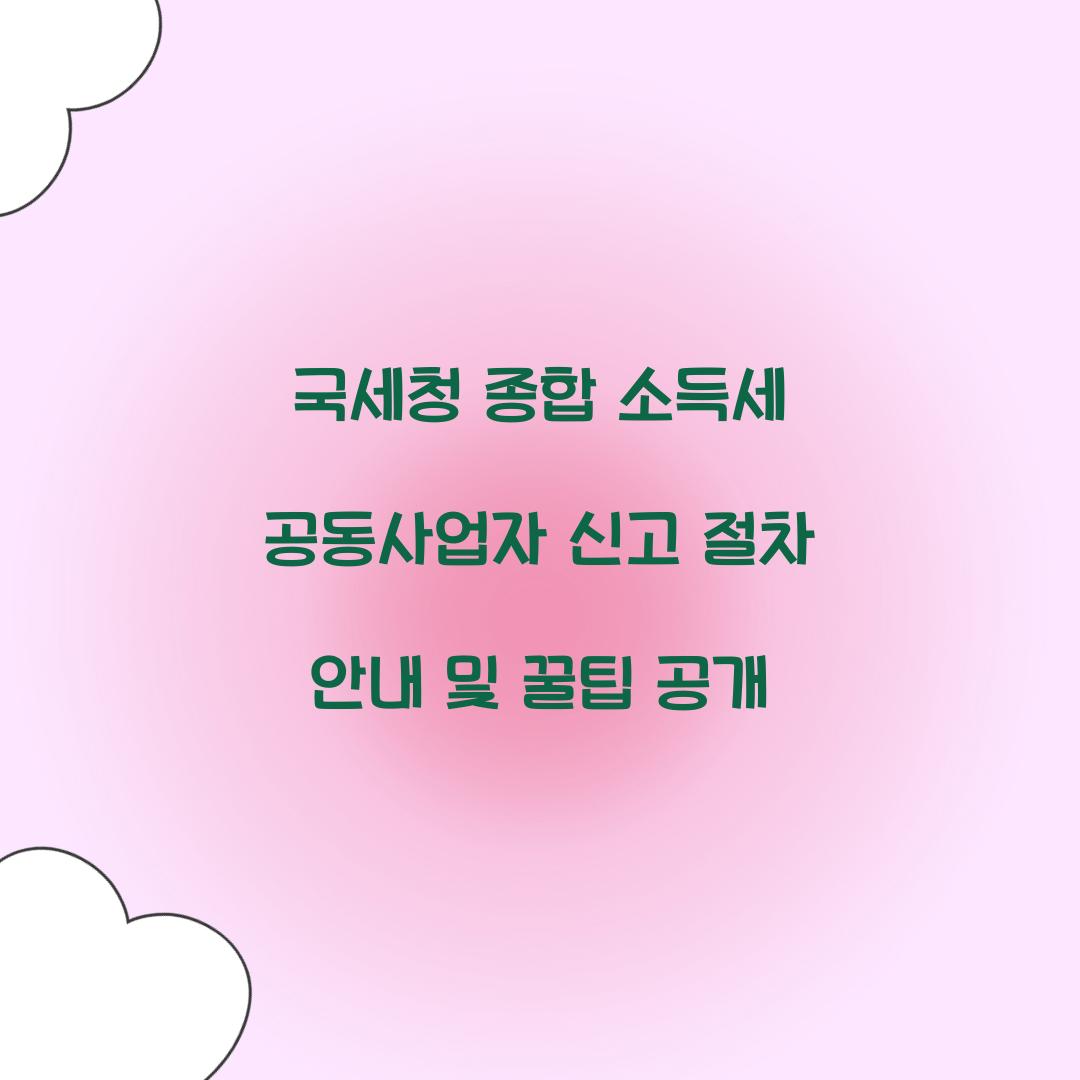 국세청 종합 소득세 공동사업자 신고 절차 안내