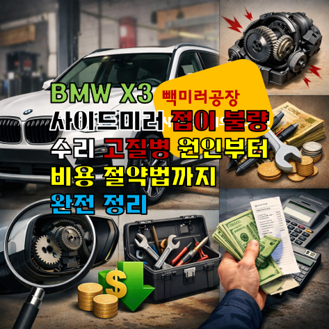 BMW X3 사이드미러 접이 불량 수리 고질병 원인부터 비용 절약법까지 완전 정리