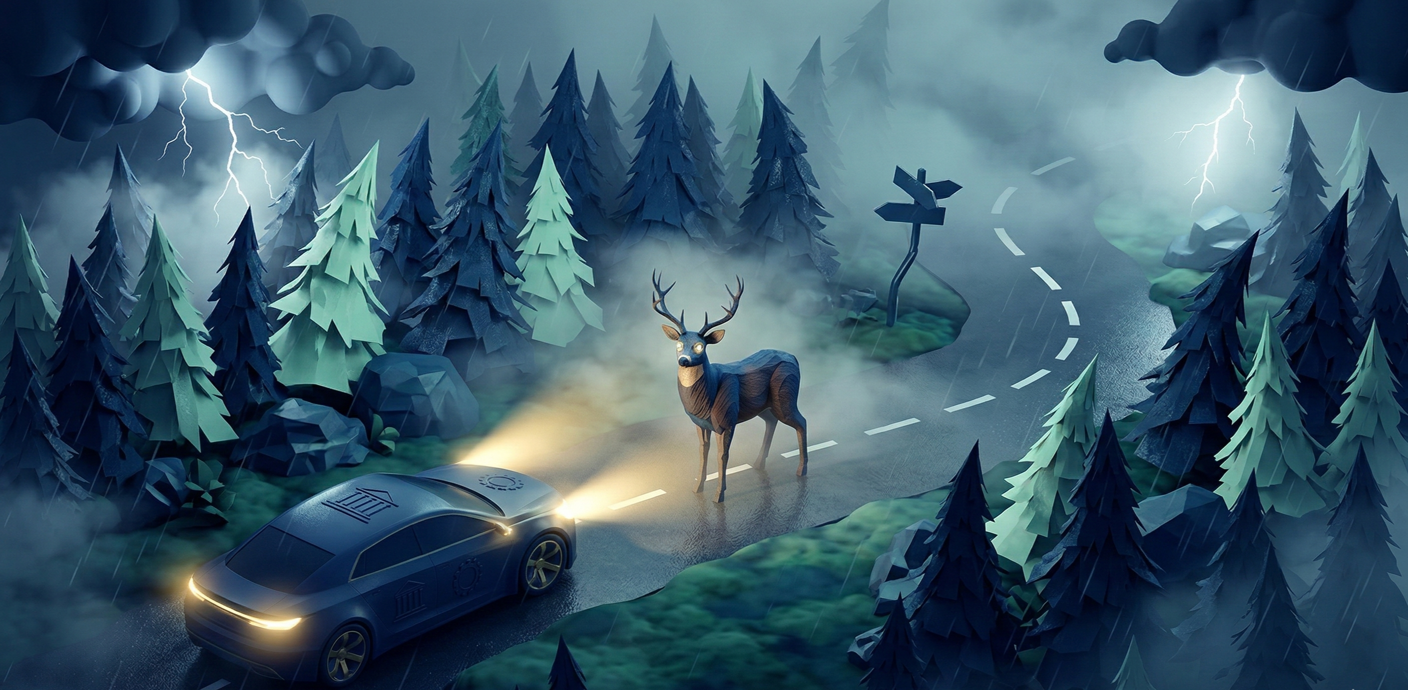 Deer in the headlights symbol for Fed dilemma / 정책 결정의 혼선과 시장의 불확실성