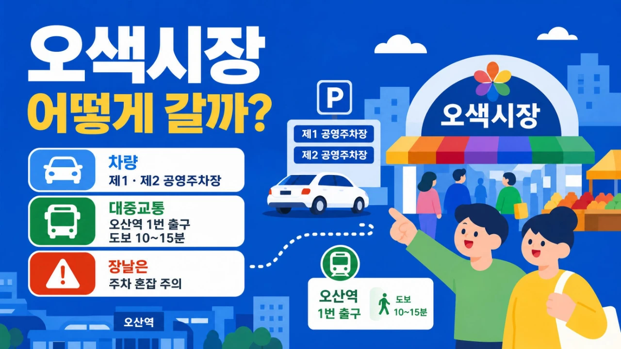 오산 오색시장 장날 제1 제2 공영주차장과 오산역 방문 방법 안내 이미지