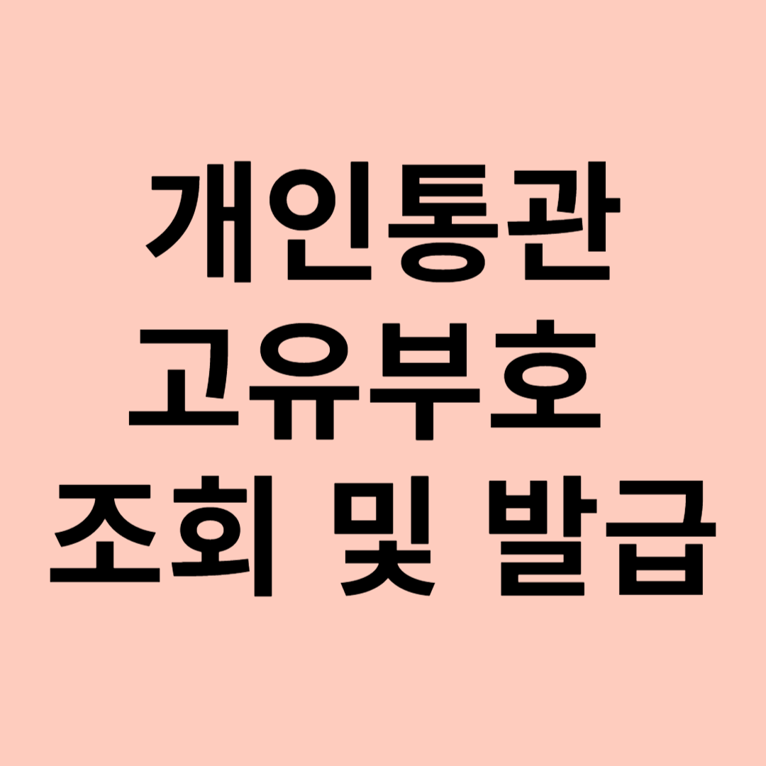 개인통관고유부호 조회 및 발급