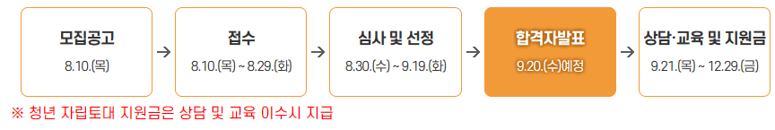 서울시 청년 자립토대 지원사업 운영일정