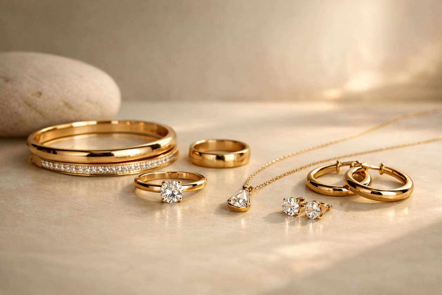 여러 금 세공 악세사리들