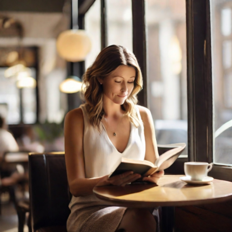 카페에서 독서를 하는 30자 여성