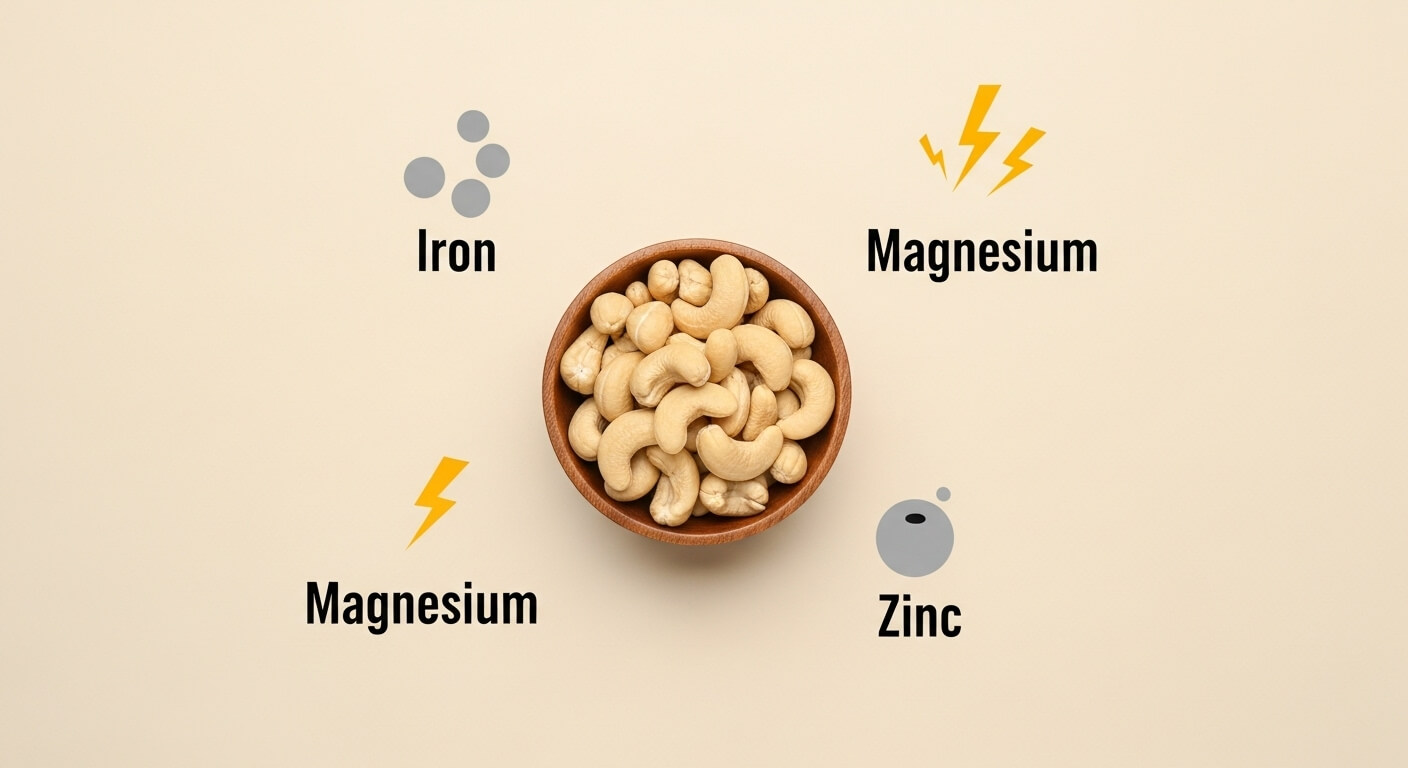 1. 캐슈넛의 풍부한 영양소 (철분, 마그네슘, 아연)