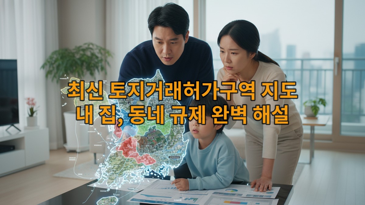 2026년 토지거래허가구역 지도를 보며 부동산 정책을 고민하는 가족