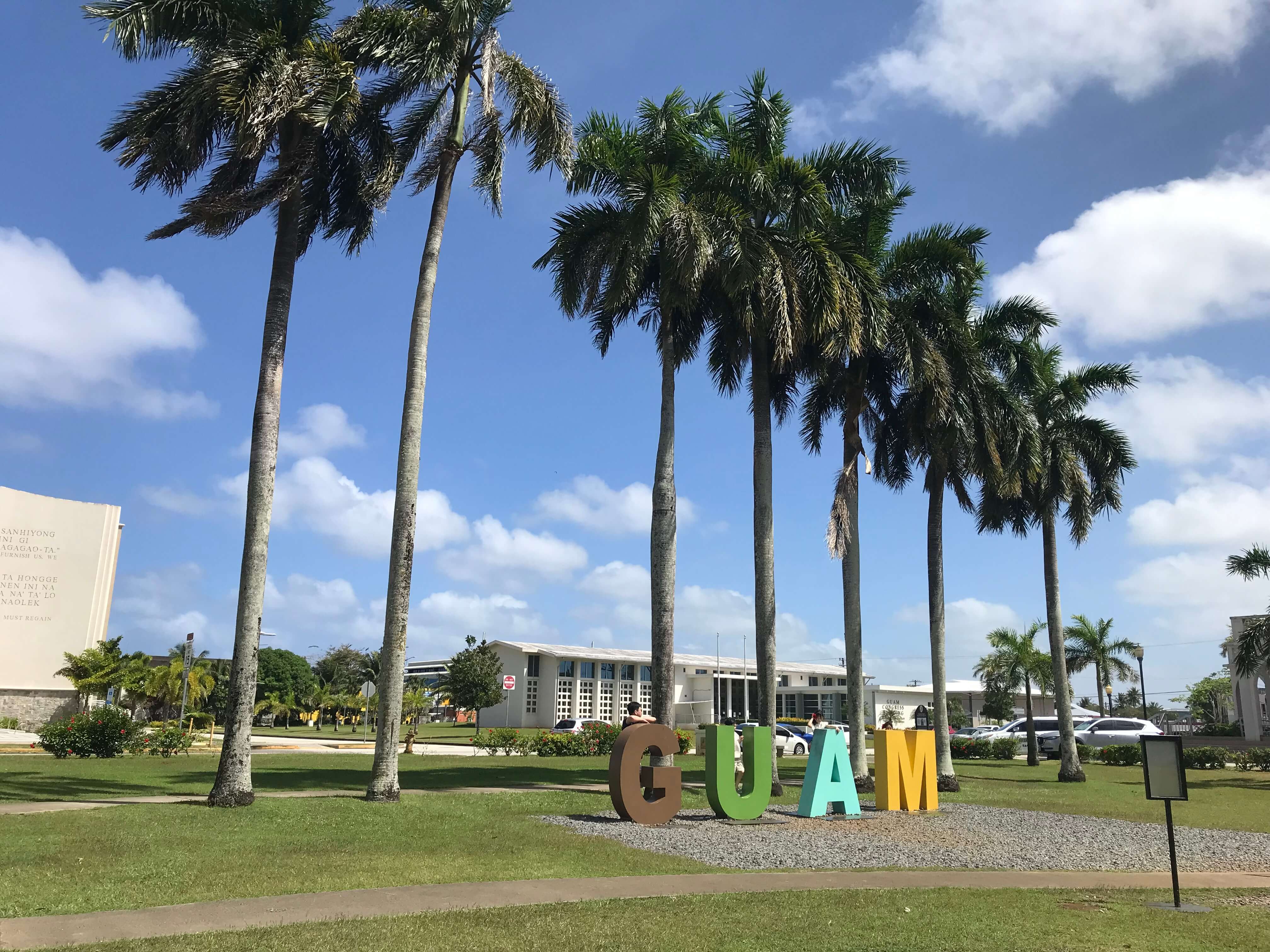 괌 스페인 광장 야자수 나무, GUAM 조형물