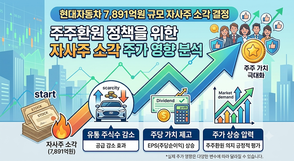 "현대자동차 7,891억원 규모 자사주 소각 결정" 주주환원 정책을 위한 자사주 소각 주가 영향 분석