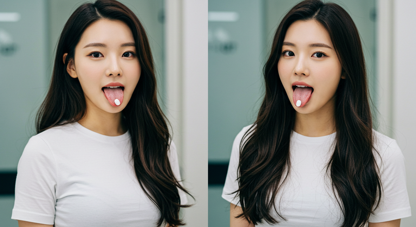 약을 먹는 여성