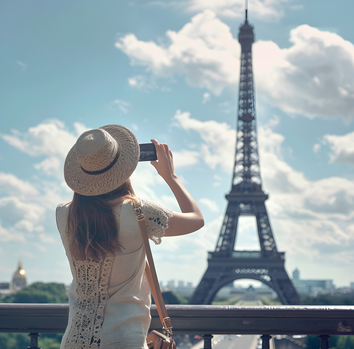 파리 여행 하는 여성 이미지