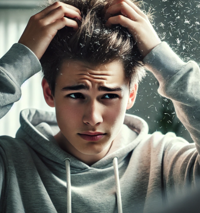 사춘기 아이가 비듬으로 괴로워하는 모습