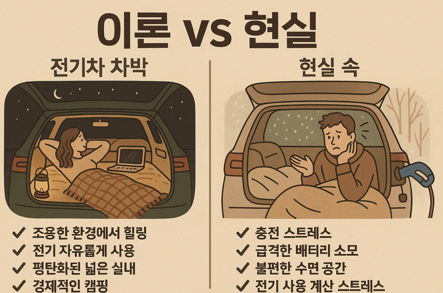 전기차 차박 현실 vs 이상 – 이론, 체험기, 생존 팁까지