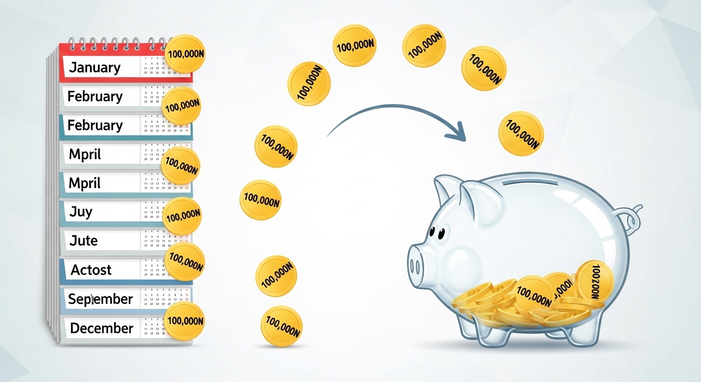 돼지 저금통에 '10만원'이라고 쓰인 동전이 매달 들어가는 모습의 인포그래픽