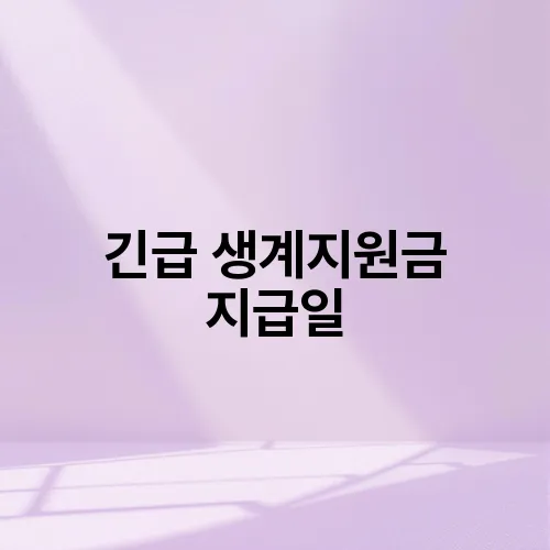 긴급 생계지원금 지급일