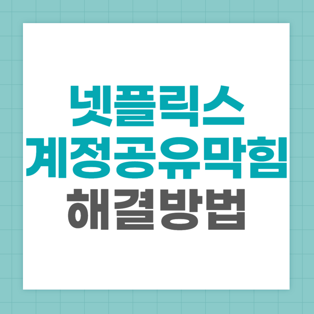 넷플릭스 계정 공유 막힘 해결 방법