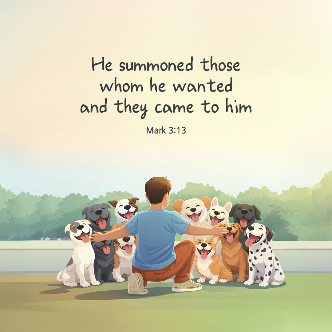 He summoned those whom he wanted and they came to him. (Mark 3:13) pieonane Daily Bible quote image