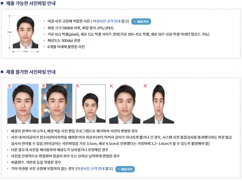 여권 재발급 온라인 신청 사진규격