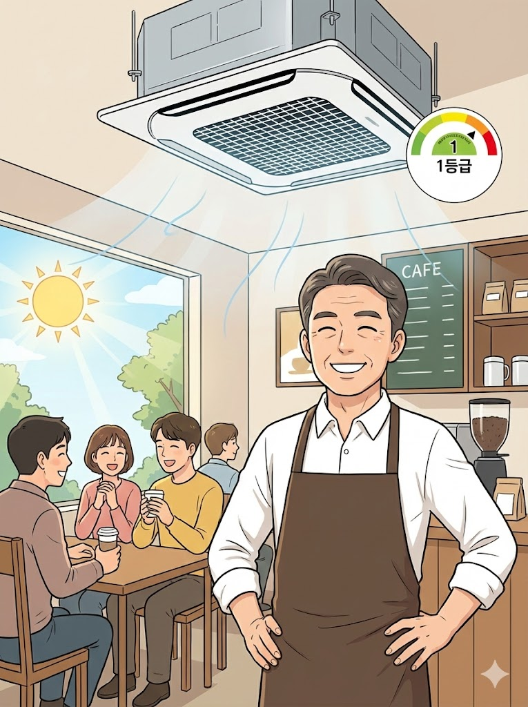새로운 냉난방기로 쾌적해진 소상공인 매장 모습