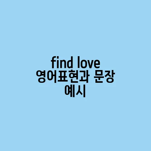 find love 영어표현과 문장 예시