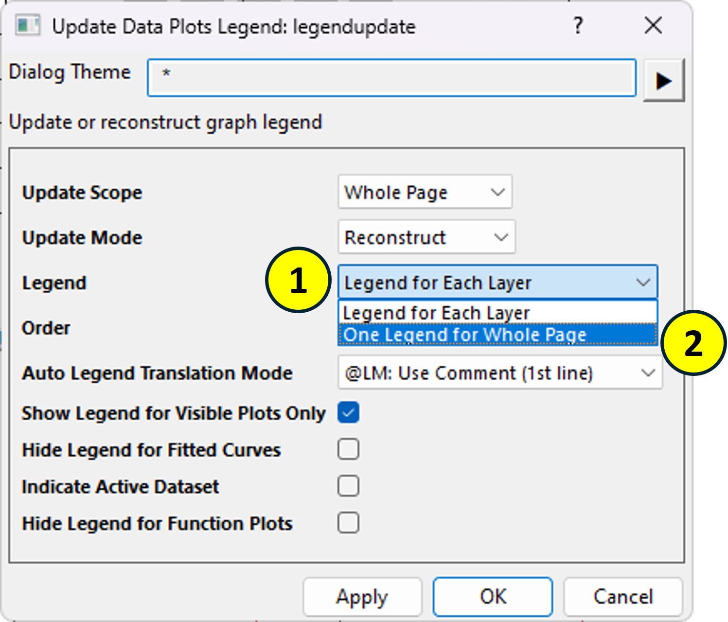 범례 표시 세팅을 위한 두 번째 단계를 설명하는 이미지