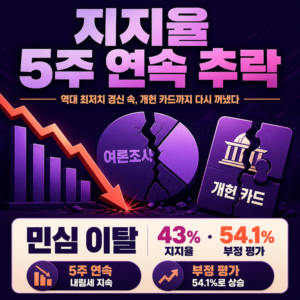 지지율 5주 연속 추락