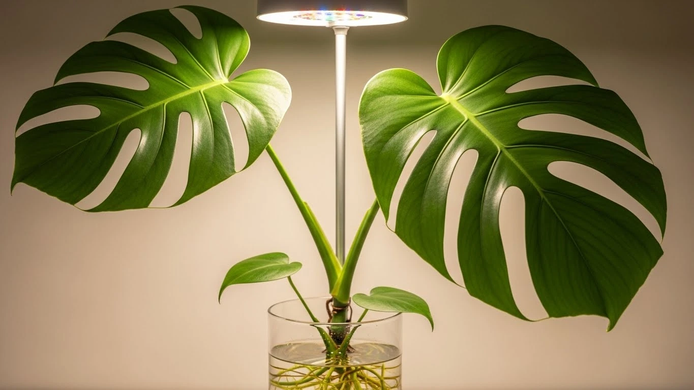 가지치기한 뿌리로 수경재배 중인 몬스테라