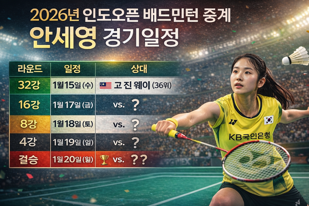 안세영 2026 인도오픈 32강부터 결승까지 중계 일정 총정리