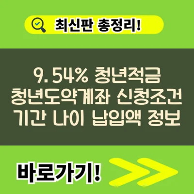9.54% 청년적금 청년도약계좌 신청조건 기간 나이 납입액 정보