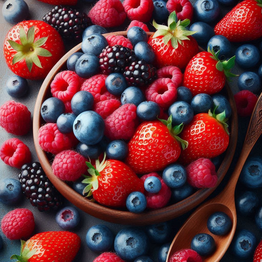 딸기, 블루베리, 라즈베리