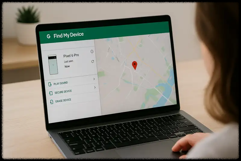 노트북 화면으로 안드로이드 기기 위치 추적하는 사용자